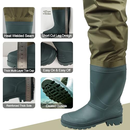 GREENWATER Waterproof Hip Waders for Men and Women - M10/W12 Green