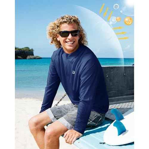 Roadbox Men's 1/4 Zip Pullover Long Sleeve, UPF 50+ UV Sun Protection Shirts, Swim Rash Guard Tops for Running Fishing