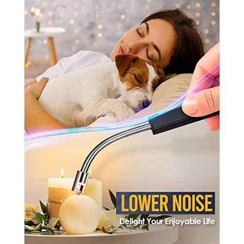 Electric Lighter for Candle USB Rechargeable ? Upgraded Plasma Arc with LED Display, Safety Lock & Long Neck for Grilling, Cooking, Camping ? Gifts for Men & Women