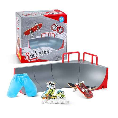 BROKIG TechToy Finger Skateboards Park for Kids,Mini Fingerboard Skatepark Training Finger Boards Toys Ramp Set Kit Boys Gift (HB06)