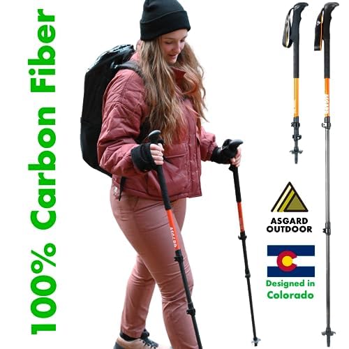 Asgard Outdoor | Carbon Hiking/Ski Poles | Carbon Construction Ultra Lightweight Durable | 6.4 oz Each Pole