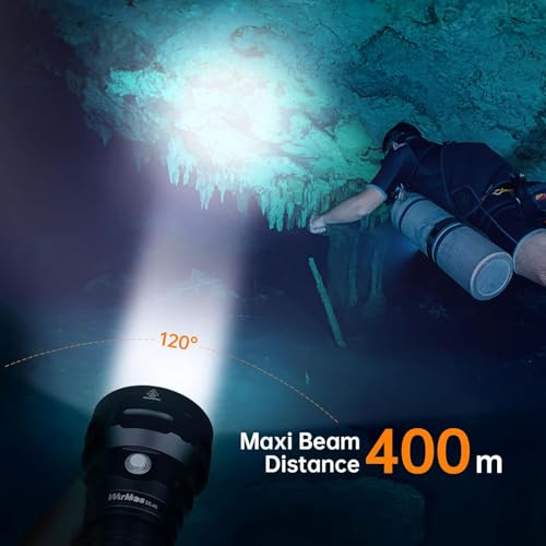 Wurkkos DL40 Diving Flashlight, Bright Max 5000 Lumen Scuba Dive Light with 4 LH351D LED, IPX8 Waterproof Submarine Flashlight Underwater 492ft, High 90CRI Rechargeable Diving Torch for Depth Cave