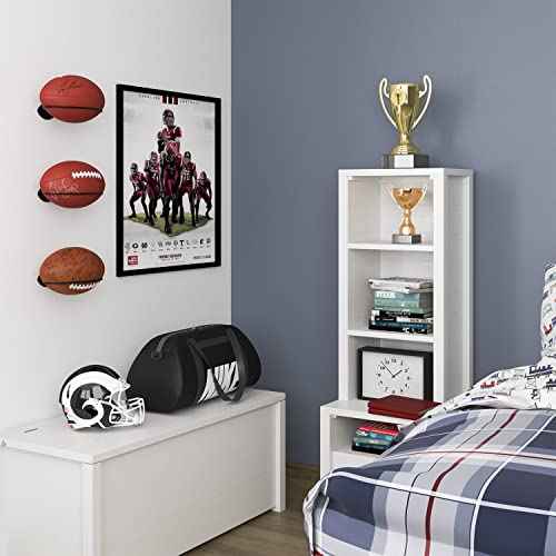 Wallniture Sporta Wall Mount Football Rack, Ball Holder Organization and Storage Rack, Sports Room Decor, Steel, Black