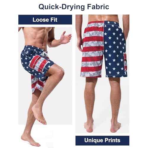 Mens Swim Trunks Board Shorts Swim Shorts Quick Dry 9 Inch Beach Swimwear