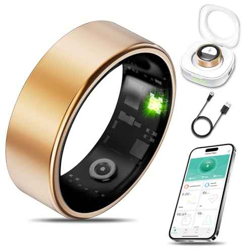 Smart Health Ring for Women Men Fitness Tracker with Heart Rate, Blood Oxygen, Blood Pressure, Sleep Monitoring, Step Counting, IP68 Waterproof for iOS and Android, No Subscription Fee, Rose Gold 8