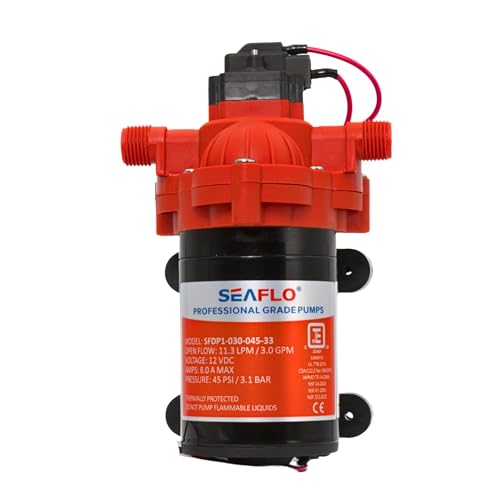 SEAFLO 33 Series 12V DC RV/Camper/Boat/Off-Grid Fresh Water Pressure Pump ?12V, 3.0 GPM, 45 PSI, On Demand Self-Priming, Built-In Pressure Switch - NSF, CE & Rohs Certified, UL Listed, 4-Year Warranty