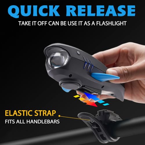 Bike Horn with Light, 120dB Electric Bicycle Bell & 400LM Rechargeable Headlight, IPX4 Waterproof Kids Bike Accessories for Boys/Girls, Scooters