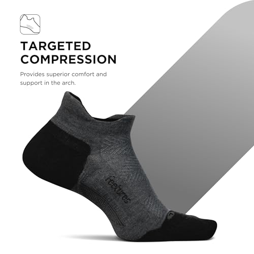 Feetures Elite Max Cushion No Show Tab Ankle Socks - Small, Gray - 1 Pair