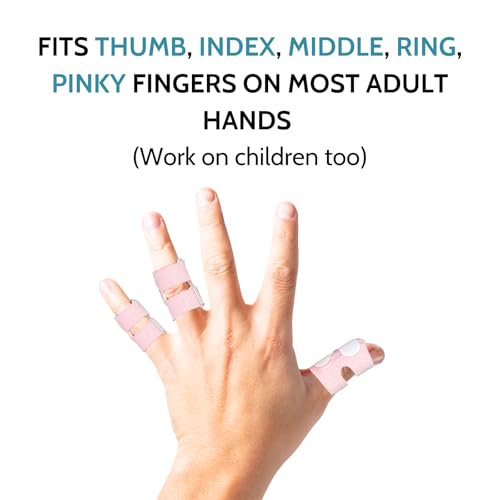 5 Pcs Thumb Finger Splint,Trigger Finger Splints,Finger Brace,Injured Mallet Finger,Broken Fingers Straightening,Pain Relief,Arthritis or Support for Fingers,Suitable for thumb, Index, Middle, Ring, Pinky Finger (Pink)