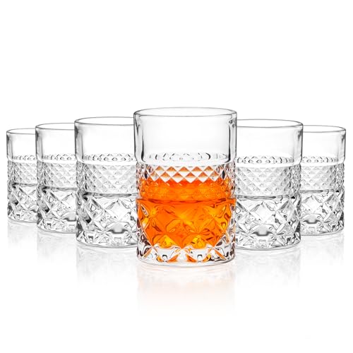 Crystal Heavy Base 2oz Square Shot Glasses Set for Liquor & Spirits - 6 Pack