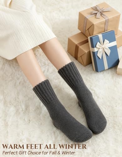 Thermal Women’s Boot Socks 3 Pairs - Thick Cozy Winter Socks, Black/Grey/Beige, Variation 5-9