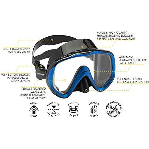 Cressi Perfect View Scuba Diving, Snorkeling Mask in Pure Comfortable Silicone - Available with Different Panoramic Lenses - Liberty: Designed in Italy