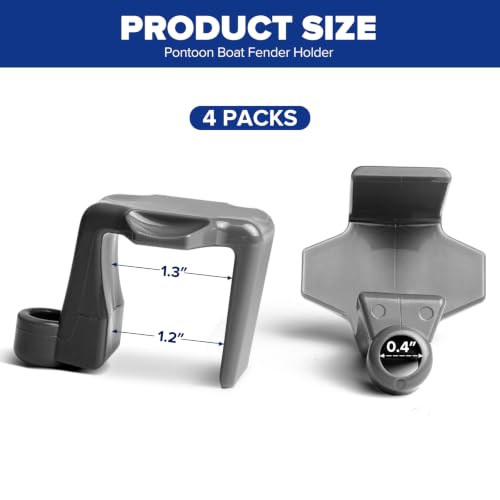 Boat Bumper Clips for Docking - Grey, Set of 4 - Fits 1 Inch & 1.25 Inch Square Tube - Variation 4