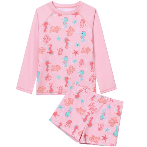 Girls Rash Guard Set Long Sleeve Swimsuit Bathing Suit 3-12 Years - Variation 5-6 Years / 009
