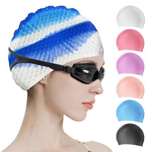 Tripsky Silicone Swim Cap,Comfortable Bathing Cap Ideal for Curly Short Medium Long Hair, Swimming Cap for Women and Men, Shower Caps Keep Hairstyle Unchanged¡¦
