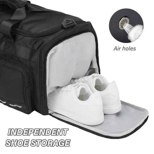 MAXTOP Gym Bag for Women Men Travel Duffle Bag Large Capacity Carry On Weekender Overnight Bag With Shoe Compartment Gym Tote Dry Wet Separation Duffel Bag for Travel