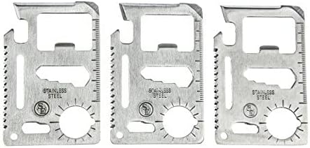 SE 11-Function Stainless Steel Survival Pocket Tool - Compact, Credit Card-Sized Multi-Tool with Leatherette Case - Ideal for Camping, Hiking, and Outdoor Activities- MT908-1