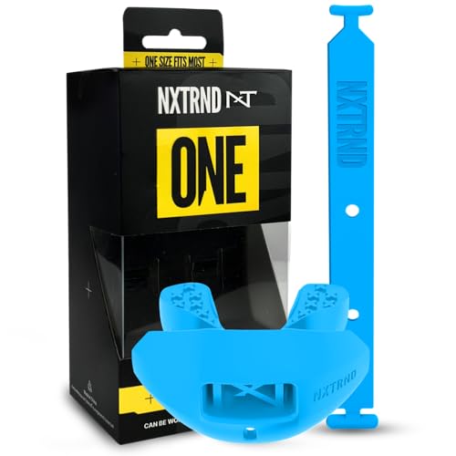 Nxtrnd One Football Mouth Guard, Strap Included, Fits Adult & Youth (Neon Blue)
