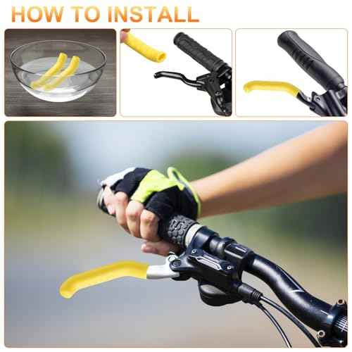 HARFINGTON 1 Pair Bike Brake Lever Cover Silicone Brake Lever Grip Protector Anti-Slip Brake Handle Protection Covers Sleeve for Mountain Road Bike Cycling, White