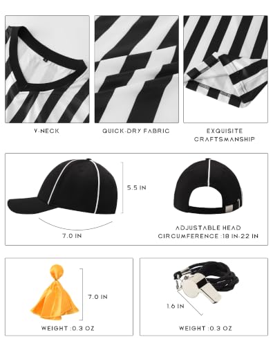 Redgino Kids Referee Uniform Kit V Collar Medium - Includes Shirt, Hat, Flag & Whistle
