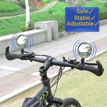 2Pcs Black Adjustable Rear View Mirror for Bikes, Universal Rearview Mirror for Handlebars, Wide Angle Acrylic Convex Safety for Adult Bikes/Kids/Road/Mountain Bike, Cycling Accessories