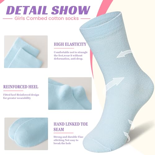 Kids Crew Socks 6 Pairs for 6-8 Years - Cotton Cute Youth Dress Socks