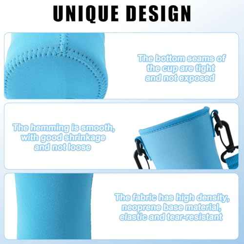 2 Pcs Neoprene Water Bottle Sleeve for Cirkul Water Bottle 32 Oz, Carrier With Strap for Cirkul, Insulated Sleeve for Plastic & Stainless Steel Bottles Black/Blue