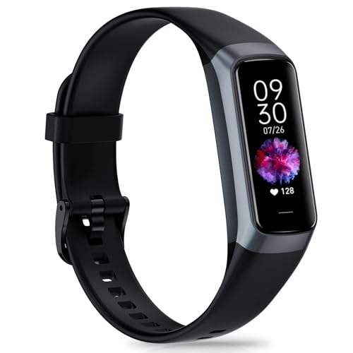 Bakoor Black Fitness Tracker with 24/7 Heart Rate & Sleep Monitoring, Waterproof Step Counter, 1.10" AMOLED Screen, Men Women