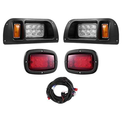 VEVOR Golf Cart Light Kit, 12 Volt, LED Headlight and Tail Light Kit with Wiring Harness, Switch, Zip Ties, ABS Housing, High-Brightness, Waterproof and Dustproof, Fit for EZGO TXT 1996-2013 Models