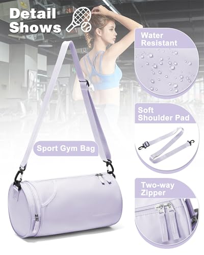 A2 Purple Small Waterproof Gym Bag with Wet Pocket - Women's Fitness Duffle