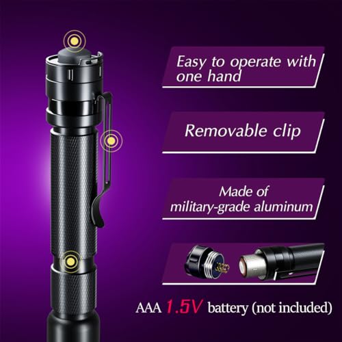 UV Flashlight Penlight 2 Pack - Black & Black, 5.2 Inch Portable Pet Urine & Stain Detector