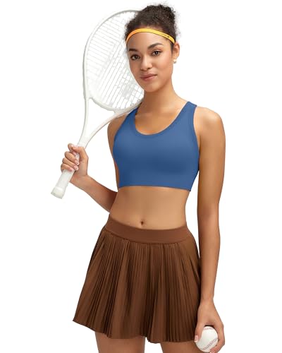 Running Girl High Support Sports Bra for Women Criss Cross Back Padded Strappy Yoga Bra - Black Grey Dark Blue Medium