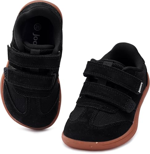 Joomra Toddler Wide Barefoot Shoes - Black, Size W8k13, Adjustable Strap, Minimalist Sneakers for Boys Girls