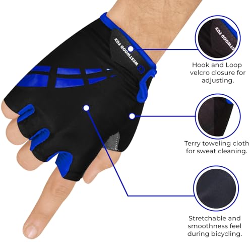 Unisex Gel Padded Cycling Gloves Blue X-Large - Breathable & Anti-Slip