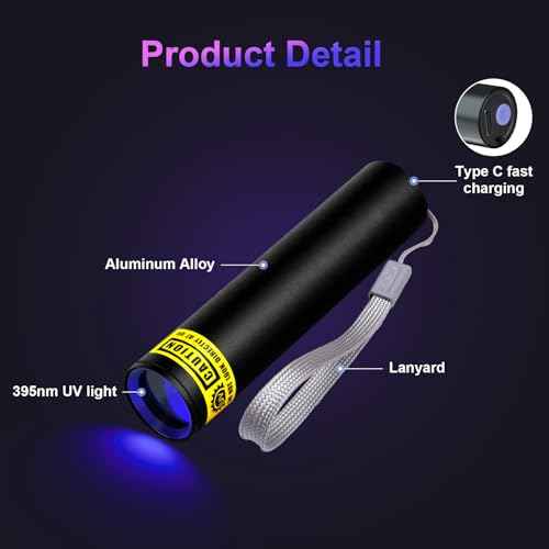 COSOOS 2 Pack UV Flashlight, 365nm USB Rechargeable Black Light Flashlight, Mini Handheld Detector for Dog Cat Urine, Pet Stains, Scorpions, Resin Curing