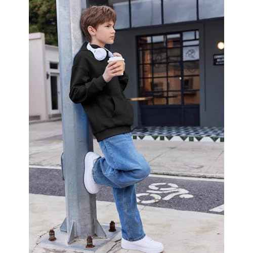Arshiner Boys Hooded Sweatshirt Fleece Pullover Long Sleeve Warm Hoodies with Pocket for Kids 5-14 Years
