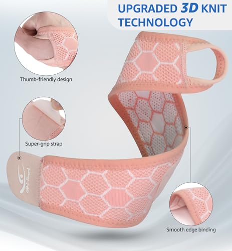 Pink Upgraded 3D Knit Breathable Wrist Brace - Adjustable Support for Pain Relief, Carpal Tunnel & Sports, One Size