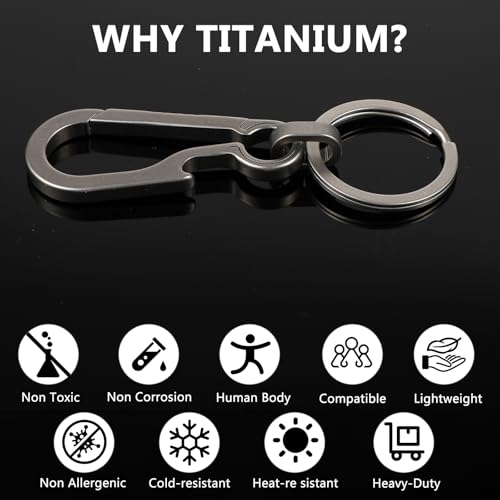 3 Pcs Titanium Carabiner Keychain Clip Hook Small Backpack Clip Heavy Duty Keychain Grips Backpack Clasps Carabin Anti Lost Quick Release Key Chain Organizer with Key Ring
