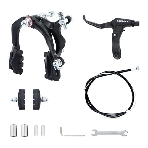 WEEROCK Bike Calip Brake Set Front and Rear C Brake Set, Rim Brake Set with Aluminium Alloy Brake levers, Bike Cables for Kids Bike, Child Bike, Student Bicycle, BMX£¬Beach Bike, Commuter Bike