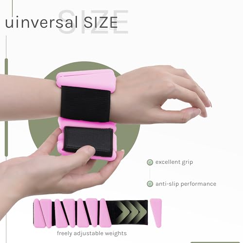 Triangle Weights Silicone Wrist& Ankle Weights- Adjustable Wearable Weights for Women & Men - Suitable for Yoga,Dance,Pilates, & Jogging, PINK