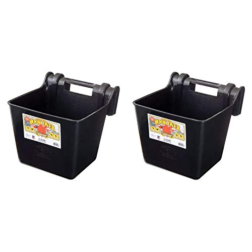 Heavy Duty 15 Quart Plastic Livestock Feeders with Mountable Hook, 2 Pack