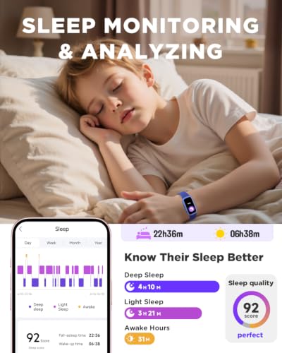BIGGERFIVE Vigor 3 Kids Fitness Tracker with AMOLED Screen, Blue, Age 5-15
