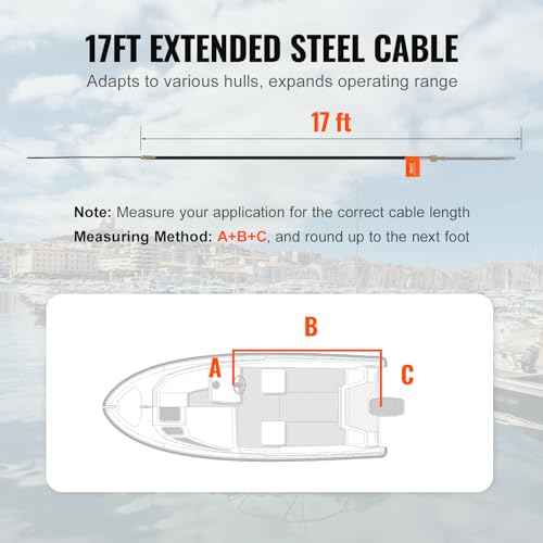 VEVOR16' Boat Steering Control Cable, 3/4" Standard Tapered Shaft, Alloy Marine-Grade Material, for Yachts, Fishing Boats, and Other Waterborne Vehicles