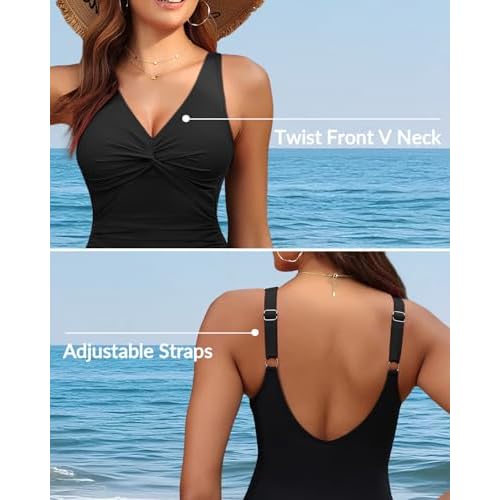 Holipick Women Tummy Control One Piece Swimsuit - Push Up Bathing Suit Full Coverage Slimming Swimwear