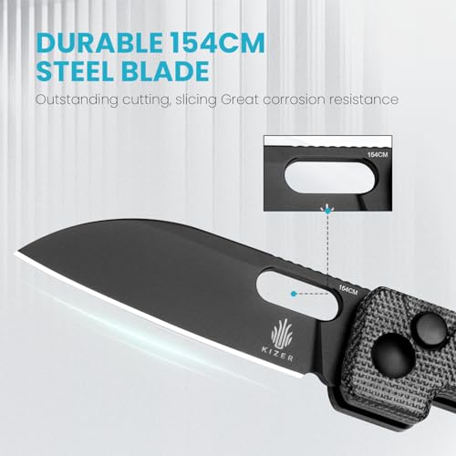 Kizer Banish Folding Pocket Knife Black Micarta Handle 2.3" 154CM Steel Blade