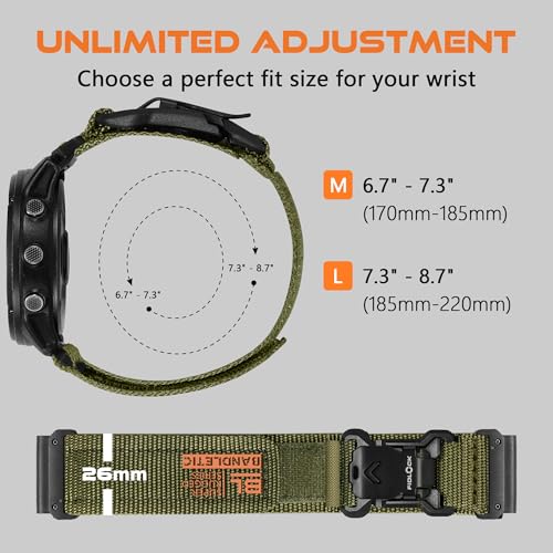 Army Green 26mm Quick Fit Watch Band Compatible with Garmin Fenix 9 8 51mm - Large