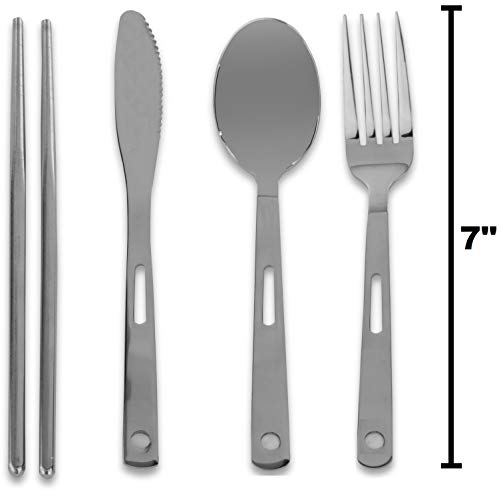 12-Piece Stainless Steel Camping Utensil Set with Travel Case