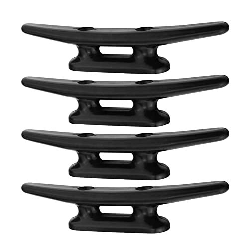 Black Nylon Dock Cleats 5 Inch - 4 Pack with Screws for Marine Docking