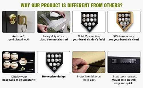 Baseball Display Case - Lockable Shadow Box for 30 Balls with UV Protection, Black Frame