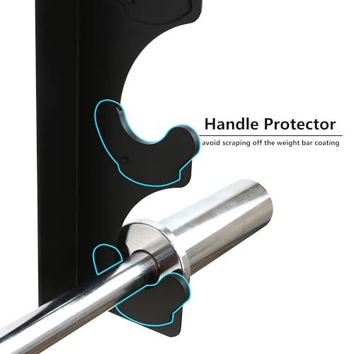 Wall Mount Barbell Rack with 4 Hooks - Heavy Duty Vertical Weight Bar Holder for Gym